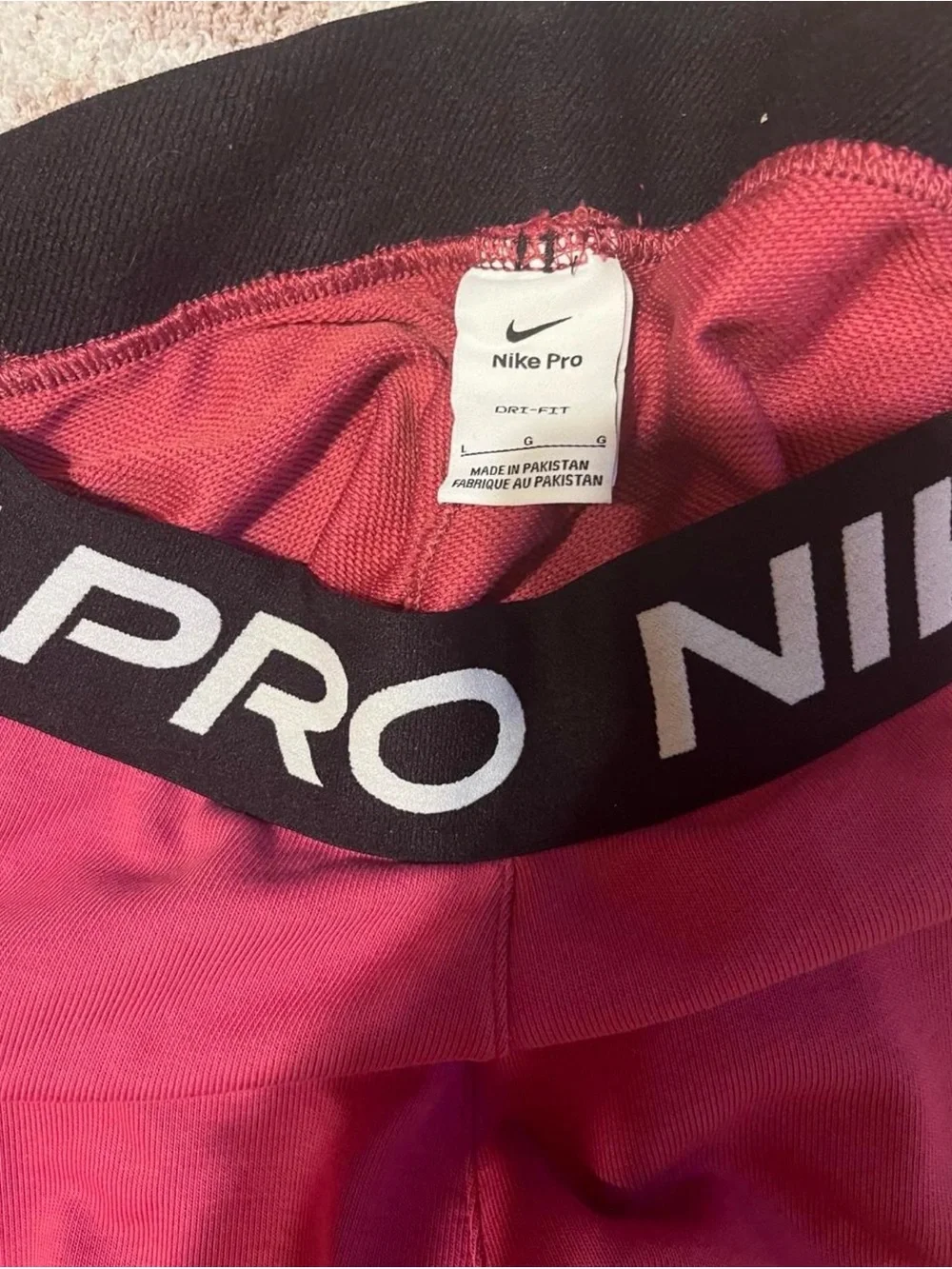 Nike Pink Athletic Leggings with Black Branded Waistband